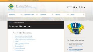 
                            2. Student Resources – Cypress College