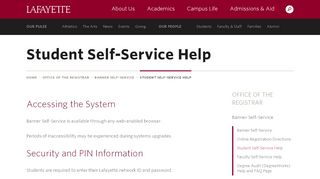 
                            9. Student Self-Service Help · Office of the Registrar · Lafayette College