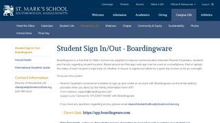 
                            7. Student Sign In/Out - Boardingware - St. Mark's School