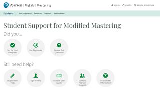 
                            1. Student Support for Modified Mastering Support | Pearson