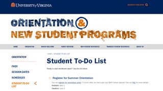
                            3. Student To-Do List | UVA Orientation and New Student Programs