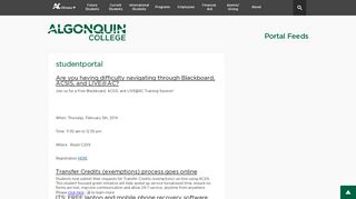 
                            5. studentportal | Portal Feeds - Algonquin College