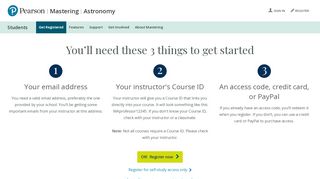 
                            2. Students, register for Mastering Astronomy - Pearson