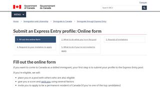 
                            4. Submit an Express Entry profile: Online form - Canada.ca