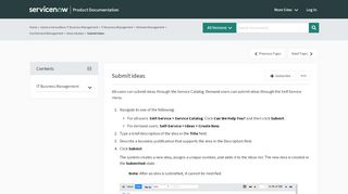 
                            5. Submit ideas | ServiceNow Docs