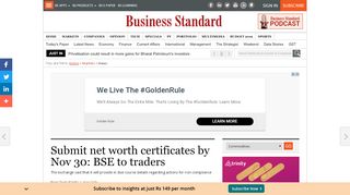 
                            9. Submit net worth certificates by Nov 30: BSE to traders ...