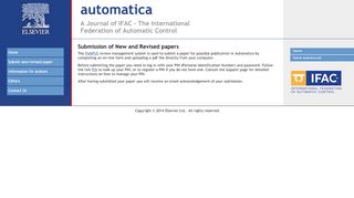 
                            2. Submit new/revised paper - automatica - A Journal of IFAC - The ...