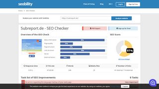 
                            8. subreport.de | Website SEO Review | Seobility.net