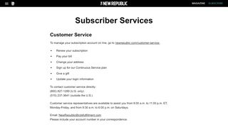 
                            4. Subscriber Services | The New Republic