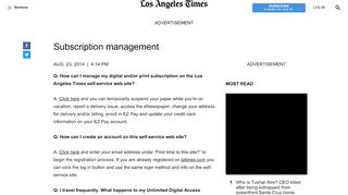 
                            3. Subscription management - Los Angeles Times