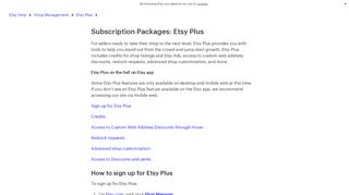 
                            4. Subscription Packages: Etsy Plus – Etsy Help