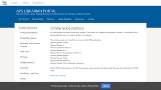 
                            4. Subscriptions - APS Librarian Portal - American Physical Society