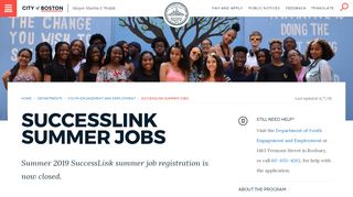 
                            5. SuccessLink summer jobs | Boston.gov
