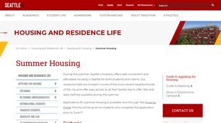 
                            5. Summer Housing - Applying for Housing - Housing ... - Seattle University