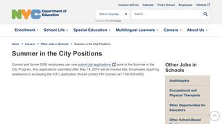 
                            1. Summer in the City Positions - Schools.nyc.gov