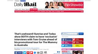 
                            5. Sunrise and The Today Show both claim exclusive ... - Daily Mail