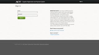 
                            2. Supplier Registration and Payment System | Sign in | ACT