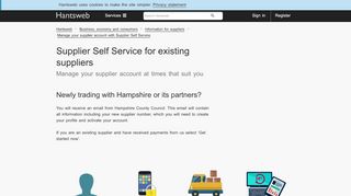 
                            3. Supplier Self Service for existing suppliers | Hantsweb