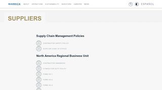 
                            5. Suppliers - Barrick Gold Corporation