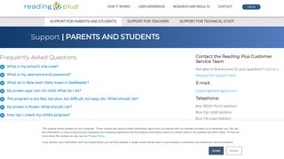 
                            6. Support for Parents and Students | Reading Plus