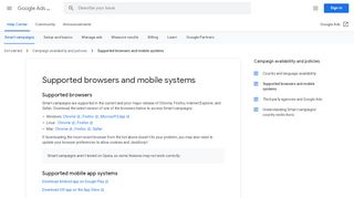 
                            7. Supported browsers and mobile systems - Google Ads Help