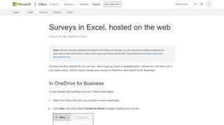 
                            2. Surveys in Excel, hosted on the web - Office Support