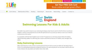 
                            1. Swimming Lessons For Children & Adults | 1Life