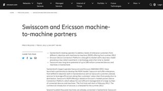 
                            8. Swisscom and Ericsson machine-to-machine partners