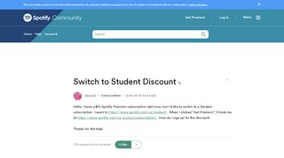 
                            6. Switch to Student Discount - The Spotify Community