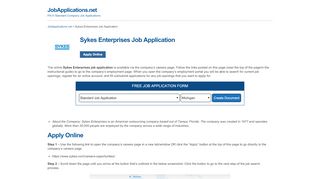 
                            4. Sykes Enterprises Job Application - Apply Online
