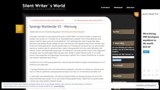 
                            7. Synergy Worldwide V3 – Warnung | Silent Writer´s World