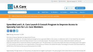 
                            4. SynerMed and L.A. Care Launch E-Consult Program to Improve ...