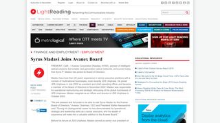 
                            7. Syrus Madavi Joins Avanex Board | Light Reading