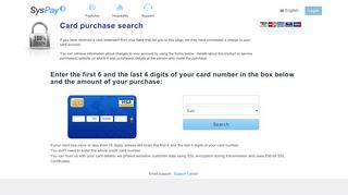 
                            8. SysPay - Card purchase search