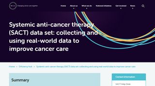 
                            3. Systemic anti-cancer therapy (SACT) data set: collecting and using ...