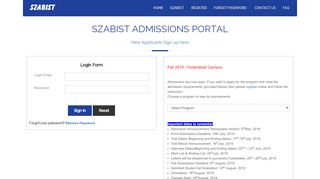 
                            3. SZABIST Admissions Portal - admissions.hyd.szabist.edu.pk
