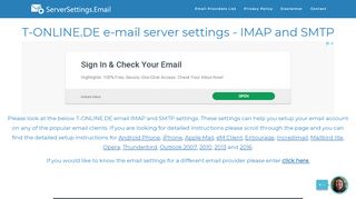 
                            7. T-ONLINE.DE email server settings - IMAP and SMTP ...