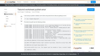 
                            7. Tabcmd worksheet publish error - Stack Overflow