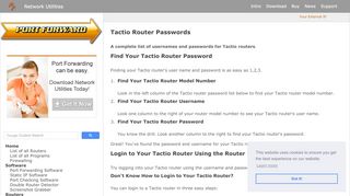 
                            5. Tactio Router Passwords - port forward