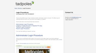 
                            3. Tadpoles | Login Procedures