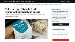 
                            5. Take-out app Ritual to triple restaurant partnerships in 2019 ...