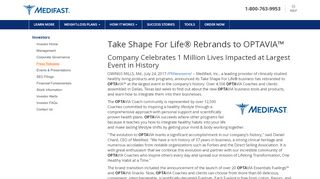 
                            4. Take Shape For Life® Rebrands to OPTAVIA™ - Jul 24, 2017