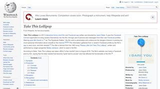 
                            8. Take This Lollipop - Wikipedia