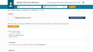 
                            9. TakeLessons.com | Complaints | Better Business Bureau® Profile