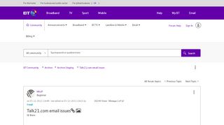 
                            1. Talk21.com email issues - BT Community