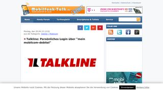 
                            3. Talkline: Persönliches Login über “mein mobilcom-debitel ...