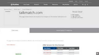 
                            5. talkmatch.com - Domain - McAfee Labs Threat Center