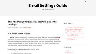 
                            5. TalkTalk Mail Settings | TalkTalk IMAP and SMTP Settings ...