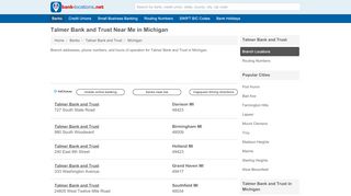 
                            9. Talmer Bank and Trust Locations and Hours in Michigan