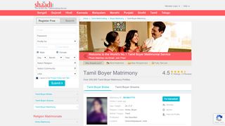 
                            6. Tamil Boyer Matrimony - Shaadi.com